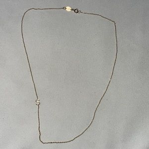 LETTER S. Maya Brenner asymmetrical 14k yellow gold S necklace